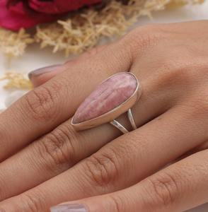 Anillo giratorio de Plata de Ley 925 con piedras preciosas hechas a mano, joyería de Rhodo Chrosite, joyería de diseño Natural de Plata de Ley 925 estampada - Product Image 3