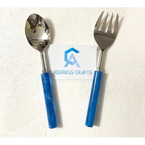 ชุดช้อนส้อมสลัด11นิ้วเป็นมิตรกับสิ่งแวดล้อม PVD ชุบทองชุดเสิร์ฟสลัดสไตล์อเมริกันวินเทจเครื่องมือสลัด Bobble - Product Image 3