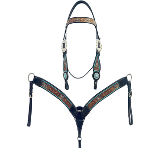 Approvisionnement en gros du fabricant indien Bride de cheval durable en cuir occidental Headstall Collier de poitrine - Product Image 2