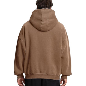 ชุดกีฬาผ้าฝ้าย100% มีฮู้ดสำหรับผู้ชายชุดใส่ไปยิมเสื้อมีซิปพิมพ์โลโก้ได้ตามต้องการ - Product Image 2