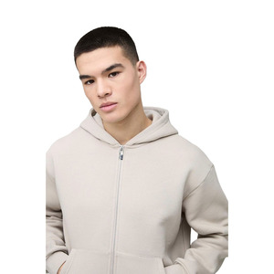 330GSM Oversized Boxy Zip Through Hoodie en couleur de pierre pour les hommes au prix de gros avec logo personnalisé par Marfa International - Product Image 6