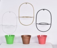 Set 3 Pot Bunga Besi Gantung Dinding Ringan dan Bergaya |   Pot Tanaman Lapisan Emas Gaya Farmhouse, Tahan Lama, Ramah Lingkungan, Untuk Penggunaan Dalam Ruangan/Hotel |