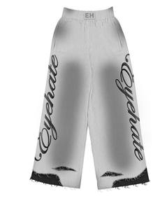 Pantalon droit évasé pour femme personnalisé, style rétro urbain, lavage délavé, style usé, avec artisanat d'impression sérigraphique - Product Image 2