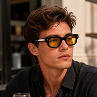 Lunettes de soleil rectangulaires polarisées en acétate Mellume avec logo personnalisé, protection UV400, monture vintage petite taille pour hommes, idéales pour la conduite en extérieur