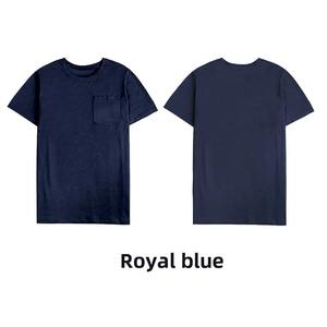 T-shirt à manches courtes slim fit pour homme, couleur unie, été, nouveau style coréen, design tendance, poche, col rond décontracté, respirant - Product Image 2