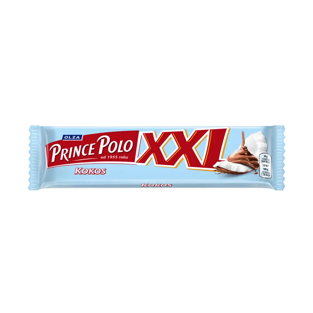 Decadente Delicatesse Prins Polo Xxl Kokosnootchocolade 50G Pak Het Plezier Van Gastronomische Chocolade Uitmuntend