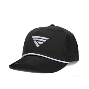 Curvo Bill Black Rope Golf Hats 5-Panel Logotipo personalizado Bordado Rendimiento Sombrero Correa de nylon Snapback Gorras de béisbol - Product Image 1