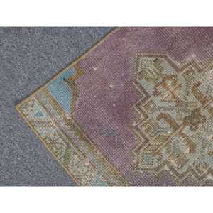 Alfombra Turca de 1.6x1.8 pies, Alfombra, Alfombra Roja de Patchwork de Lana - Product Image 5