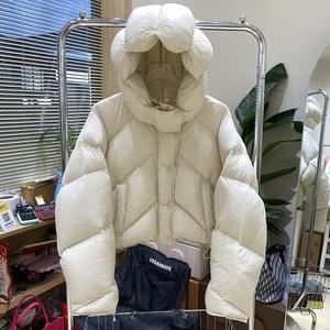 Femmes XL grande taille respirant hiver recadrée à capuche Bomber veste épaissie polaire imprimé tissu minceur bouffant coupe ample - Product Image 4