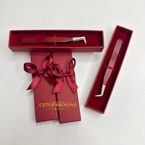 Vente en gros de pinces à cils GETUP BROSONS IMPEX de haute qualité, en acier inoxydable courbé, revêtement en poudre rouge, antimagnétique et antistatique - Product Image 3