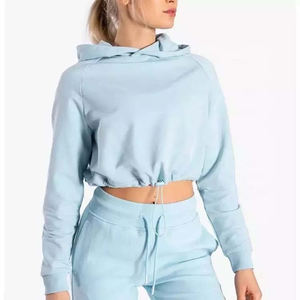 Nouvelle mode femmes Crop Top Hoodies top qualité personnalisée faire créer votre propre design femmes Crop Top Hoodies - Product Image 1