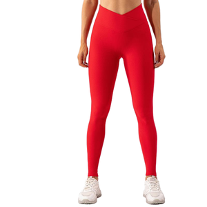 Breathable High Waist V Cut Yoga Pants for <b>Women</b> Solid <b>Pattern</b> Workout <b>Leggings</b> with Drawstring Closure for <b>Women</b> - Product Image 2