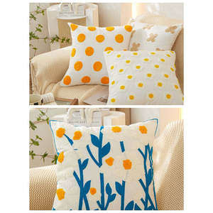 Coussin carré décoratif Sunshine Blossom 18''x18'' à motif floral fantaisiste, avec insert de 450g, lot de 1 - Product Image 4