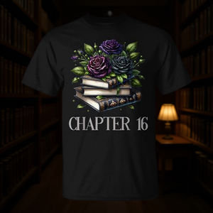 T-shirt con fiori gotici per il 16° compleanno, per gli amanti dei libri, capitolo 16, abbigliamento promozionale - Product Image 3