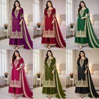 Nueva Colección de Diseñador, Conjunto de Seda GMY Pura con Bordado Pesado y Lentejuelas, Top, Pantalón y Dupatta, para Mujer, Ropa de Fiesta