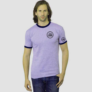 เสื้อยืดคอกลมทรงปกติ ผ้าคอตตอน 100% ถักแบบริบ คุณภาพสูง สไตล์เรโทร ปรับแต่งได้ ตัดเย็บแบบคอนทราสต์ แห้งเร็วและระบายอากาศได้ดี - Product Image 1