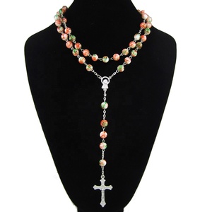 Nuovo Rosario Cattolico con Perline di Vetro, Collana Religiosa - Product Image 2