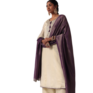 Ensemble Palazzo violet en soie avec Kurta brodé vente en gros de vêtements ethniques pour femmes OEM fournisseur d'usine de vêtements tenue personnalisée - Product Image 2