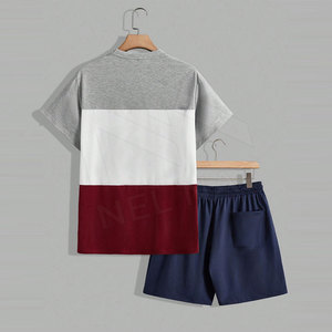 Costume pour homme Vêtements de sport en coton Fitness Jogger à manches courtes Ensemble de shorts d'entraînement Nouveau design Ensemble de shorts pour homme - Product Image 2