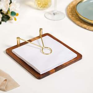 Boîte à mouchoirs en bois de luxe moderne avec clip en fer, organisateur en bambou pour table, DISPENSER dans un emballage élégant en boîte en papier - Product Image 3
