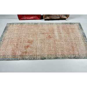 Vintage Area Rug, 3.6x6.7 ft Turkish Rug, <b>Brown</b> <b>Wool</b> Rug - Product Image 3