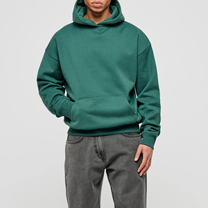 Drop Shoulder Loose Men Sudadera con capucha de algodón para hombres Streetwear Heavyweight Fleece Full Pullover Hoodies - Product Image 5