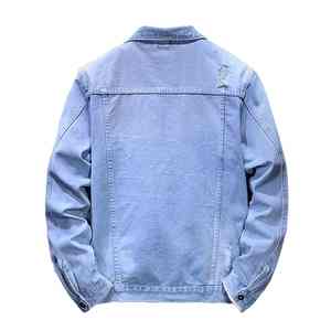 Venta al por mayor de OEM personalizado logotipo de la marca barato Vintage hombre Jeans con capucha nuevo largo elegante azul hombres Jean y pantalones conjunto de chaqueta de mezclilla - Product Image 6