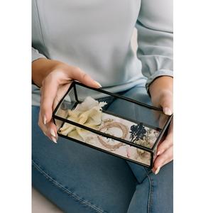 Luxury Square Glass Jewelry Box with Gold Finish Enhancing Every Sparkle with Elegance - Product Image 3