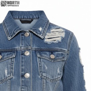Chaqueta vaquera de alta calidad para hombre 2025, elegante chaqueta de invierno azul de manga larga con logotipo frontal con botones - Product Image 3