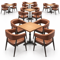 Chaise de salle à manger de style industriel, revêtement en cuir, structure en métal, avec table rectangulaire pour café bistro