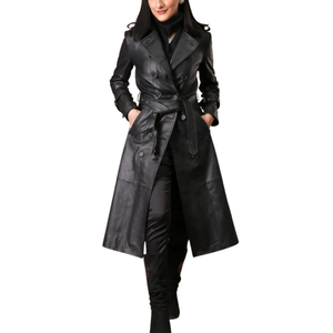 Abrigo y Chaqueta de Cuero Genuino para Mujer al por Mayor, Prenda Exterior Negra Premium de Corte Entallado, Elegante Abrigo de Moda para Invierno - Product Image 1