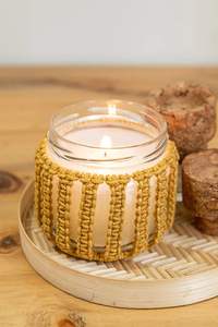 Fil noué macramé bougies bohèmes rayures classiques large pot de bougie noué à la main pour les décors de maison et de bureau - Product Image 5