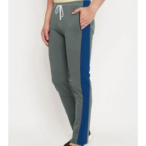 Vente en gros Pantalon Slim Fit en jersey pour hommes-Gris ardoise avec rayures de couleur marine Respirant 100% coton Poches zippées Cool & Confortable personnalisé - Product Image 1