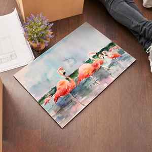 Alfombra con Pintura de Flamencos en Acuarela, Alfombra de Flamencos, Alfombra Abstracta de Flamencos, Alfombra de Animales, Alfombra de Terciopelo de Lujo - Product Image 2