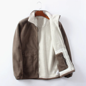 Calidez al aire libre Desgaste suave Diseño de moda Color puro Poliéster transpirable Estilo de ocio Ropa Chaqueta de lana para hombres - Product Image 2