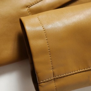 Abrigo impermeable de cuero auténtico para hombre, piel de oveja de longitud media, Otoño Invierno, cuello vuelto de un solo botón, transpirable de secado rápido - Product Image 3