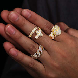 แหวนทรงบาแกตต์ชุบทองคำขาว ประดับเพชรโมอิสซาไนต์ ดีไซน์คลาสสิก สไตล์ฮิปฮอป สำหรับผู้หญิง - Product Image 5