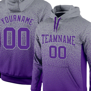 Sweat-shirt à capuche personnalisé avec sublimation dégradée, sweat-shirt d'équipe personnalisé, gris violet, logo OEM, design de vêtements de sport, fabrication en usine - Product Image 2