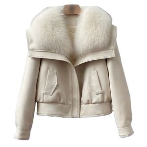 Runwaylover Genuine <b>Leather</b> Winter Breathable Vintage Long <b>Trench</b> <b>Coat</b> with Zipper and Button - Product Image 2