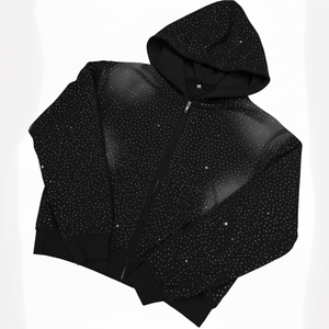 Sudadera con Pedrería Personalizada para Mujer |   Sudadera con Capucha de Moda Urbana con Cristales Brillantes |   Venta al por Mayor OEM - Product Image 1