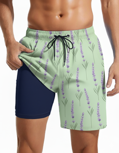 Shorts de bain sportifs pour hommes à séchage rapide, grande taille, imperméables, en tissu tissé imprimé, taille mi-haute, vente chaude, logo ODM personnalisable - Product Image 3