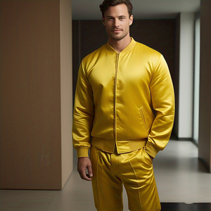 Manteau de veste en satin à fermeture éclair à col rond OEM Blouson en satin à la mode de haute qualité - Product Image 2