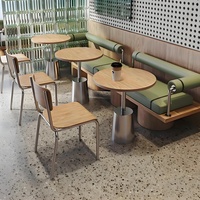 Cabina de sofá semicircular de acero inoxidable de diseño moderno, juego de mesa y silla temática de olla caliente comercial para comedor para restaurantes