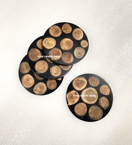 Dessous de verre en bois et en résine pour boissons, vernis naturel, pour la maison - Product Image 6