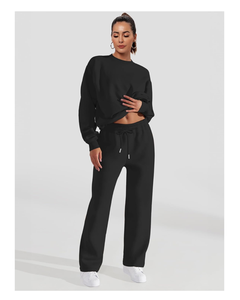 Tenues amples surdimensionnées deux pièces pour femmes pulls et pantalons survêtements ensembles de salon - Product Image 1