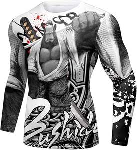Les rashguards Jiu Jitsu sublimés par directe d'usine conçoivent votre propre Rash Guard personnalisé Logo de surf à manches courtes MMA - Product Image 1