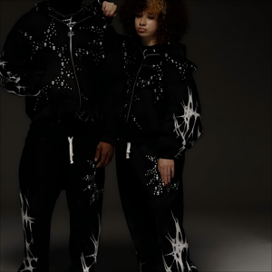 Pantalones de chándal acampanados lavado con ácido de diamantes de imitación fijación en caliente transpirable serigrafiado estilo callejero con logotipo personalizado chándal con cremallera estampado - Product Image 3