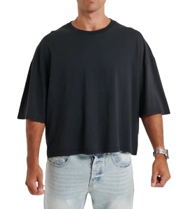 เสื้อยืดโอเวอร์ไซส์ทรงหลวม คอกลม ทรงบ็อกซี่ ยูนิเซ็กซ์ เป็นมิตรกับสิ่งแวดล้อม ระบายอากาศได้ดี ไร้ตะเข็บ ดีไซน์ขาดๆ แบบครอป น้ำหนัก 280 กรัม - Product Image 1
