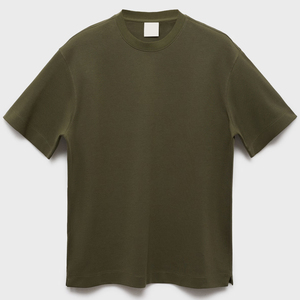 เสื้อยืดโชว์ไหล่ขนาดใหญ่ของผู้ชายเสื้อ100% คอตตอนเฮฟวีเวตว่างเปล่าเสื้อยืดลำลองคอซี่โครงธรรมดา - Product Image 4