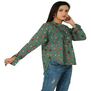 Floral Print Cotton Blouse , Hippie Boho Casual Shirts, Summer Shirts, <b>Sleep</b> Shirts, Button Blouse, <b>Gift</b> For Her - Product Image 3